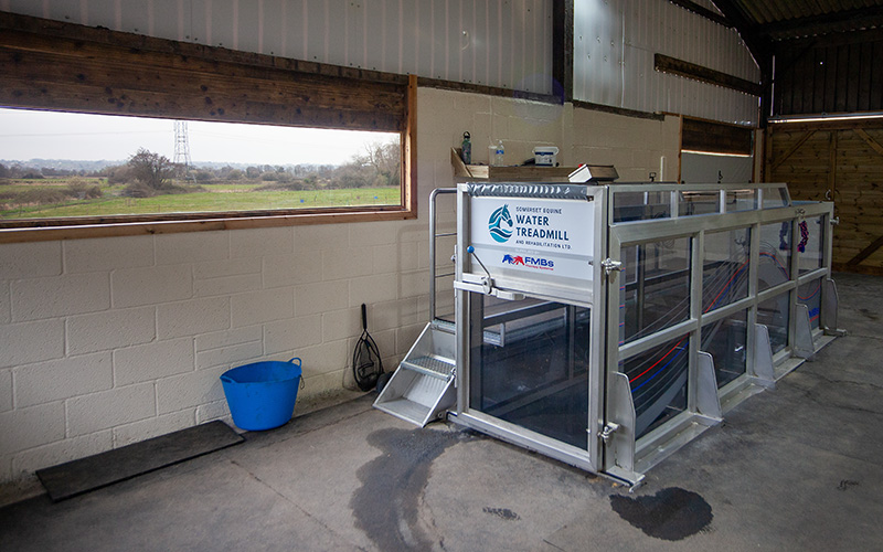Water treadmill facility with countryside view